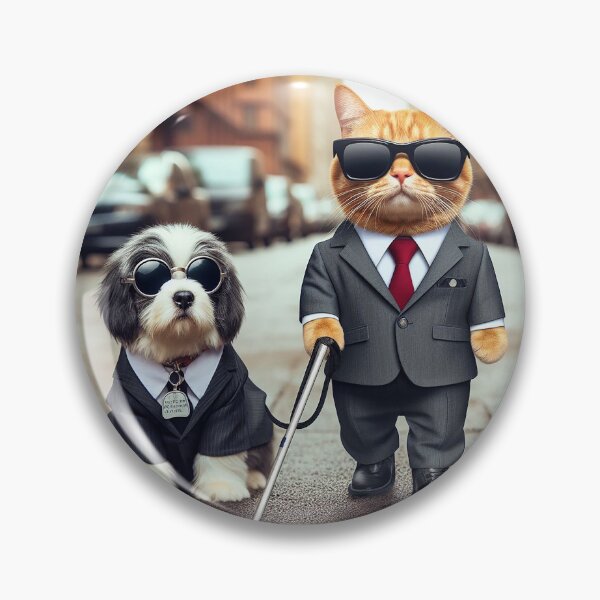Item preview, Boss Blind Cat & Seeing Eye Dog - BDE – Sharp Suit Animal Duo designed and sold by DiamondSkyShirt.