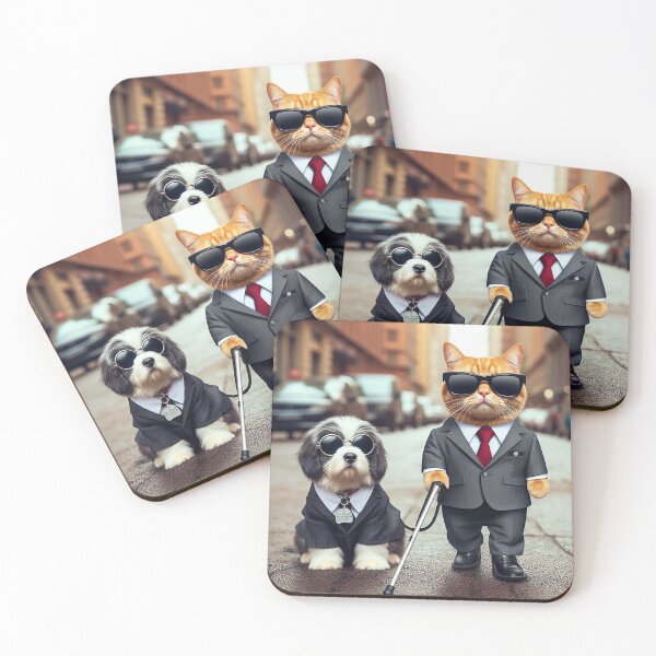 Item preview, Boss Blind Cat & Seeing Eye Dog - BDE – Sharp Suit Animal Duo designed and sold by DiamondSkyShirt.