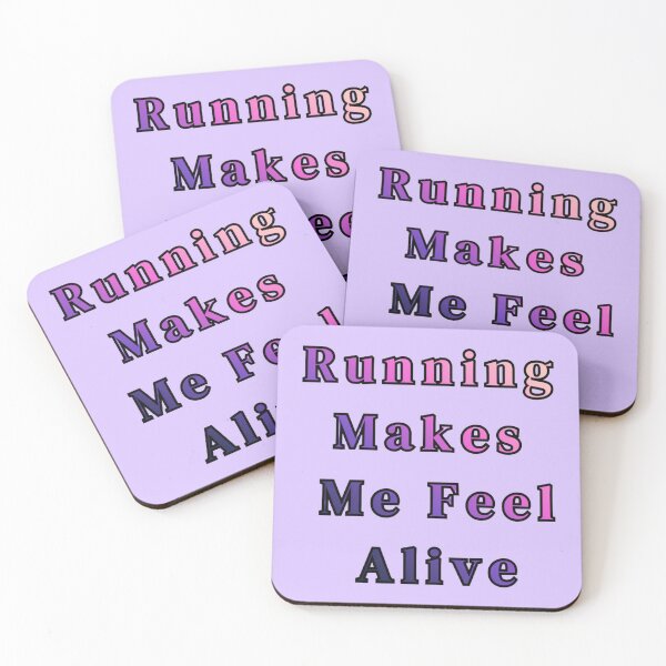 Item preview, Running Makes Me Feel Alive Text Life Motivation Stickers Prints Posters Wall Art Magnet Home Coffee Cup Decoration TShirt Stationary Notebook Magnet Hat Kitchen Work School Office Redbubble Shop designed and sold by Saritas Boutique Shop.