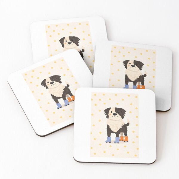 Item preview, Cute border Collie Dog in Blue and Orange Boots designed and sold by The Printable Playroom.