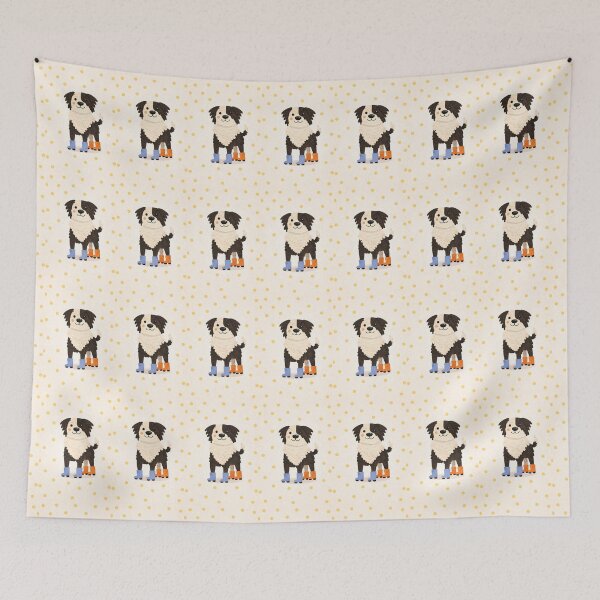 Item preview, Cute border Collie Dog in Blue and Orange Boots designed and sold by The Printable Playroom.
