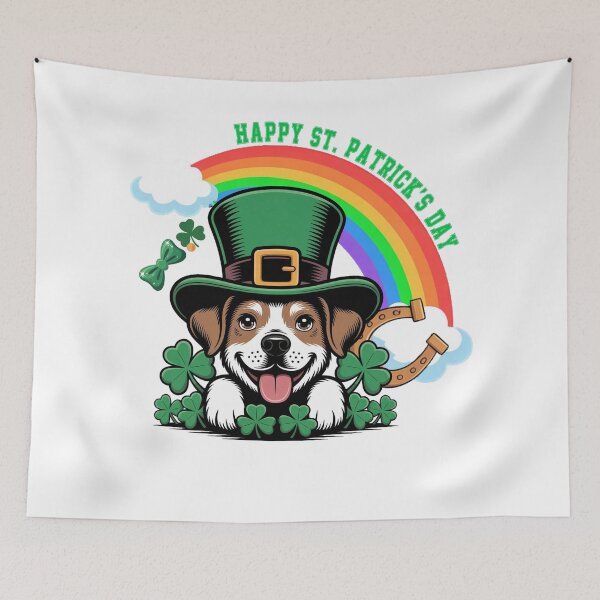 Item preview, Happy St Patrick’s Day Lucky Dog Shamrock designed and sold by QuiteOrbit.