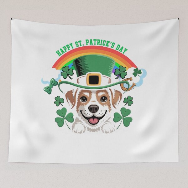 Item preview, Rainbow Shamrock Dog St Patrick’s Day designed and sold by QuiteOrbit.