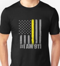 911 Dispatcher Thin Gold Line Flag I Am 911 Unisex T-Shirt