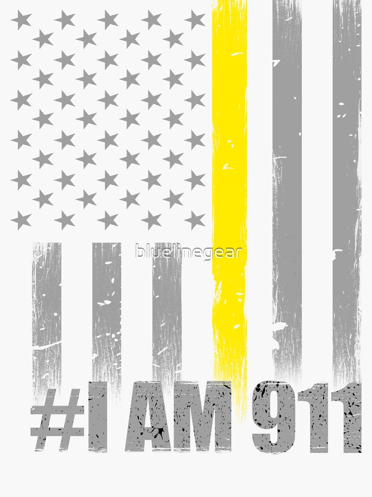 911 Dispatcher Thin Gold Line Flag I Am 911 Sticker For Sale By Bluelinegear Redbubble 3487