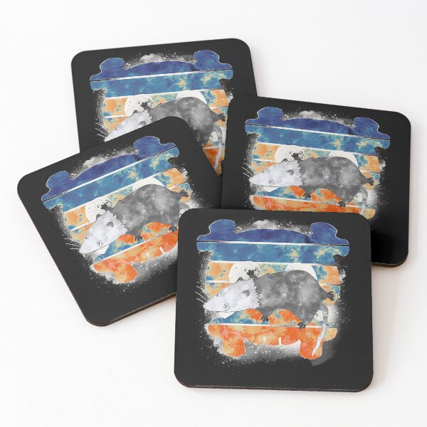 Item preview, Abstract Watercolor Opossum - Quirky Possum in Blue Orange Bands Illustration designed and sold by TheArtOfTreble.