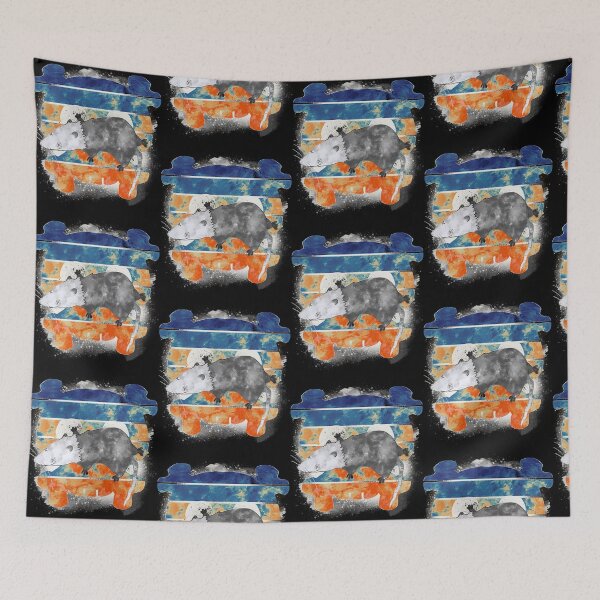 Item preview, Abstract Watercolor Opossum - Quirky Possum in Blue Orange Bands Illustration designed and sold by TheArtOfTreble.