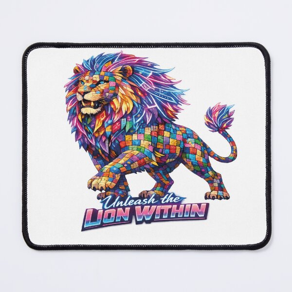 Item preview, Neon Mosaic Lion – Unleash Your Inner Strength designed and sold by IMPACT MODE.