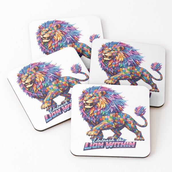 Item preview, Neon Mosaic Lion – Unleash Your Inner Strength designed and sold by IMPACT MODE.