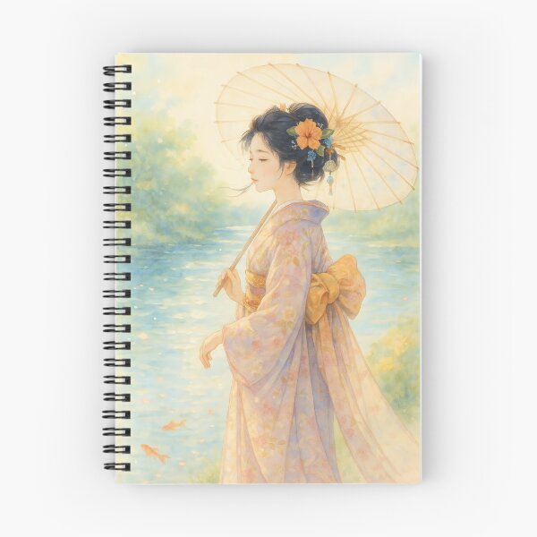 Item preview, apanese Kimono Woman & Goldfish Watercolor by Tranquil Pond designed and sold by SakuraWaStyle.