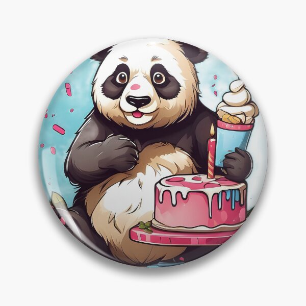 Item preview, panda with birthday cake designed and sold by Karaz's Animal Kingdom.