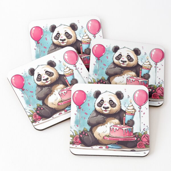 Item preview, panda with birthday cake designed and sold by Karaz's Animal Kingdom.