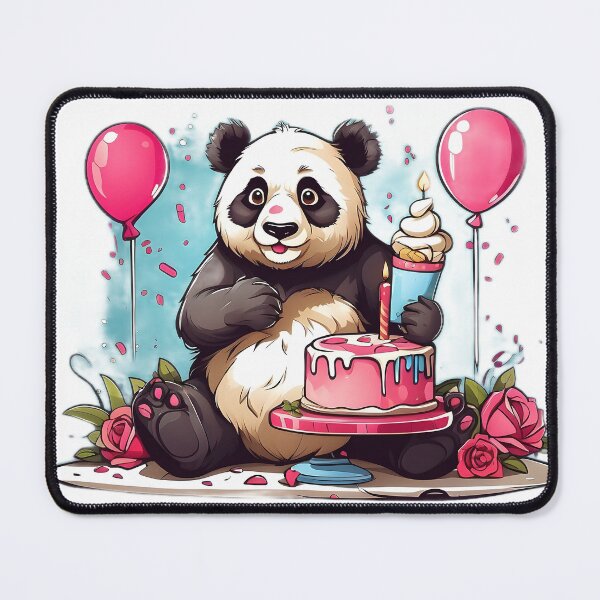 Item preview, panda with birthday cake designed and sold by Karaz's Animal Kingdom.