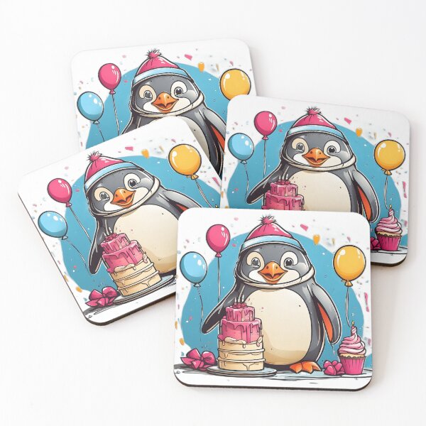Item preview, penguin with birthday cake designed and sold by Karaz's Animal Kingdom.
