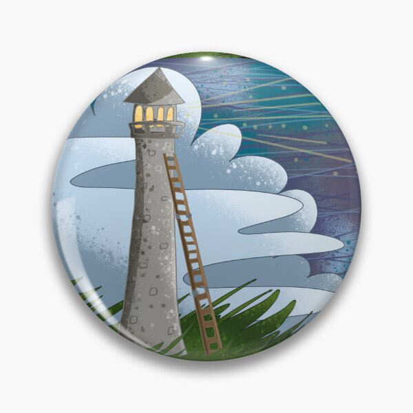 Item preview, Whimsical Lighthouse with Ladder in Dreamy Clouds - Fantasy Night Illustration designed and sold by TheArtOfTreble.
