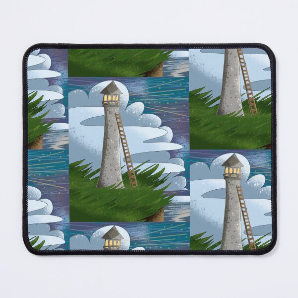 Item preview, Whimsical Lighthouse with Ladder in Dreamy Clouds - Fantasy Night Illustration designed and sold by TheArtOfTreble.