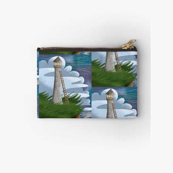 Item preview, Whimsical Lighthouse with Ladder in Dreamy Clouds - Fantasy Night Illustration designed and sold by TheArtOfTreble.