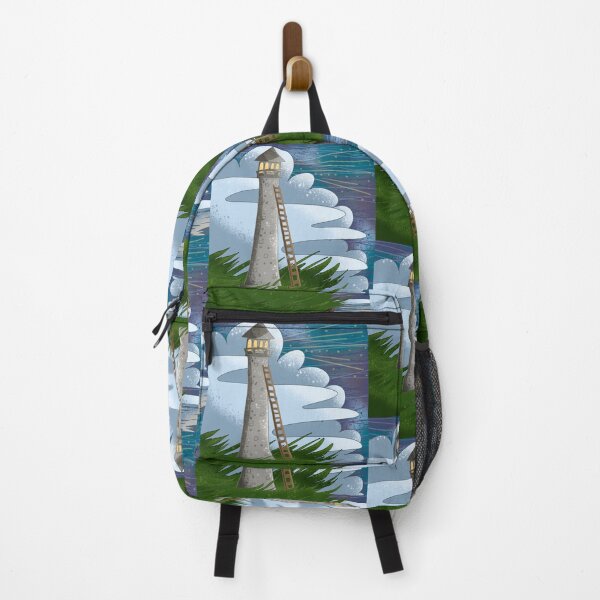Item preview, Whimsical Lighthouse with Ladder in Dreamy Clouds - Fantasy Night Illustration designed and sold by TheArtOfTreble.