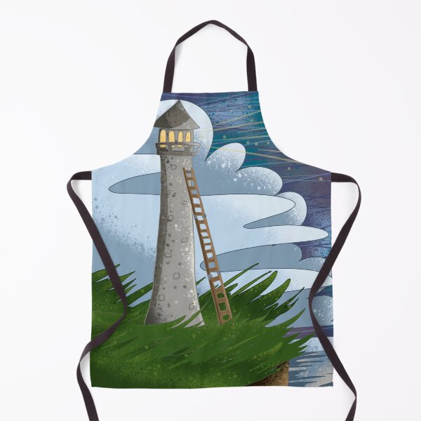 Item preview, Whimsical Lighthouse with Ladder in Dreamy Clouds - Fantasy Night Illustration designed and sold by TheArtOfTreble.
