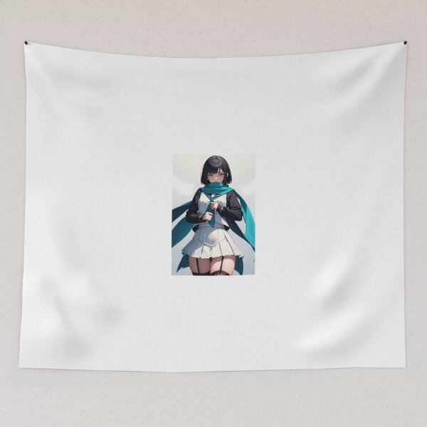 Item preview, Taninaha Mihori - Cool Anime School Girl in Teal Scarf & Pleated Skirt designed and sold by iloveanimechibi.