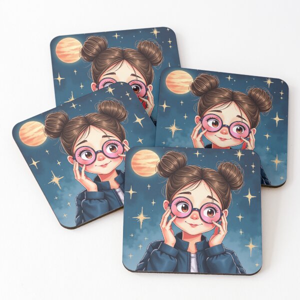 Item preview, Stellar Wonder Girl – Cute Galaxy Glasses Portrait designed and sold by Oonward2021.