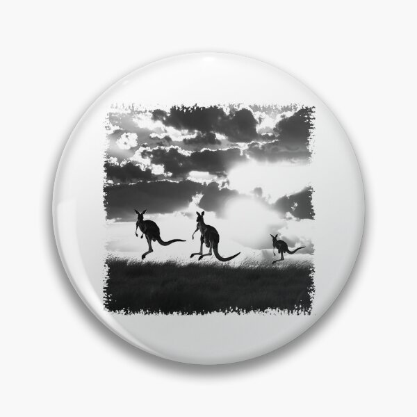 Item preview, Kangaroo Silhouettes at Sunset – Black and White Australian Outback Art designed and sold by inkoutninja.