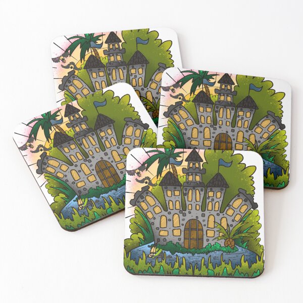 Item preview, Whimsical Tropical Castle with Flying Toucans - Jungle Fantasy Illustration designed and sold by TheArtOfTreble.