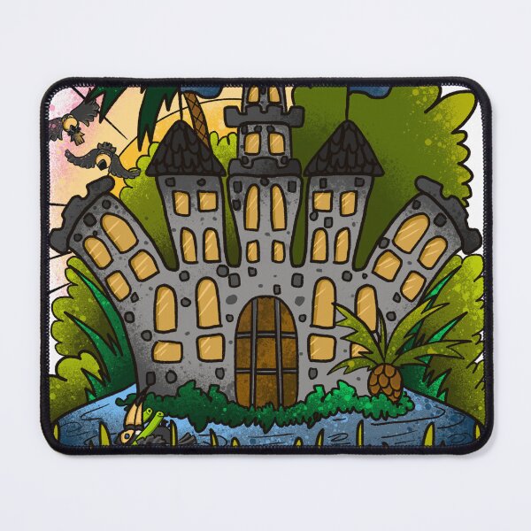 Item preview, Whimsical Tropical Castle with Flying Toucans - Jungle Fantasy Illustration designed and sold by TheArtOfTreble.