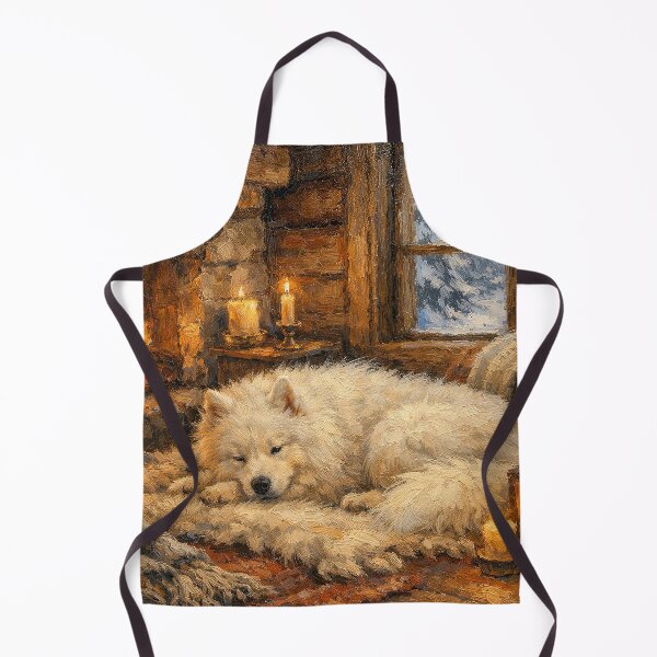 Item preview, Cozy Cabin Sleeping Dog by Fireplace designed and sold by BrickByDream.