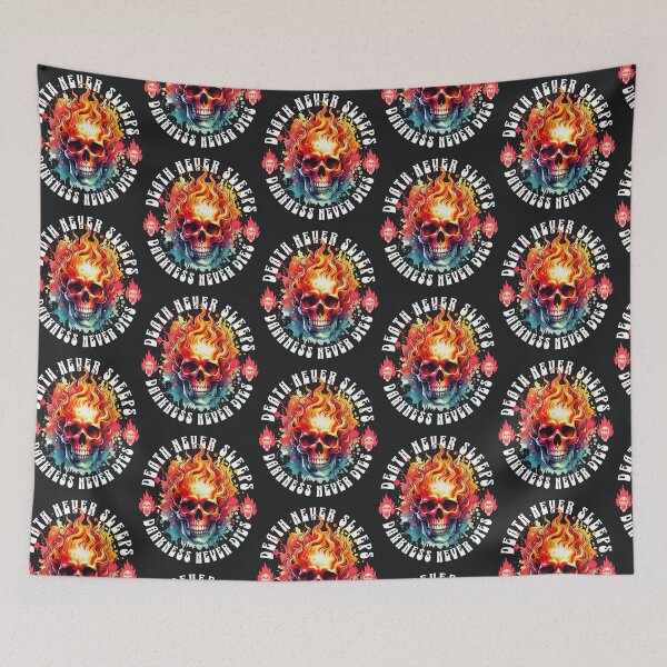 Item preview, Death Never Sleeps – Dark Flaming Skull Art designed and sold by Taans-Creation.