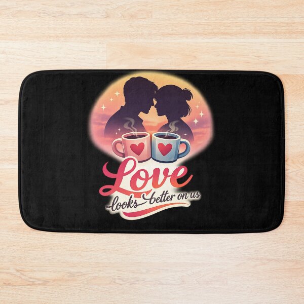 Item preview, Love Looks Better On Us – Romantic Couple Silhouette Coffee Mug Sunset Sticker designed and sold by CutePearlStudio.