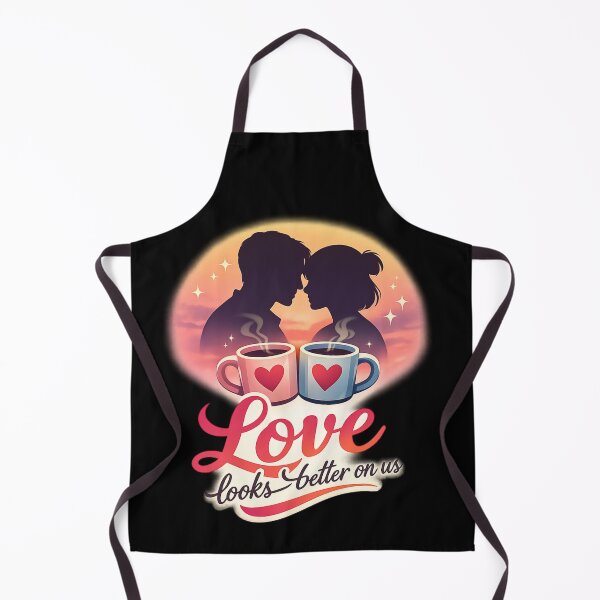 Item preview, Love Looks Better On Us – Romantic Couple Silhouette Coffee Mug Sunset Sticker designed and sold by CutePearlStudio.
