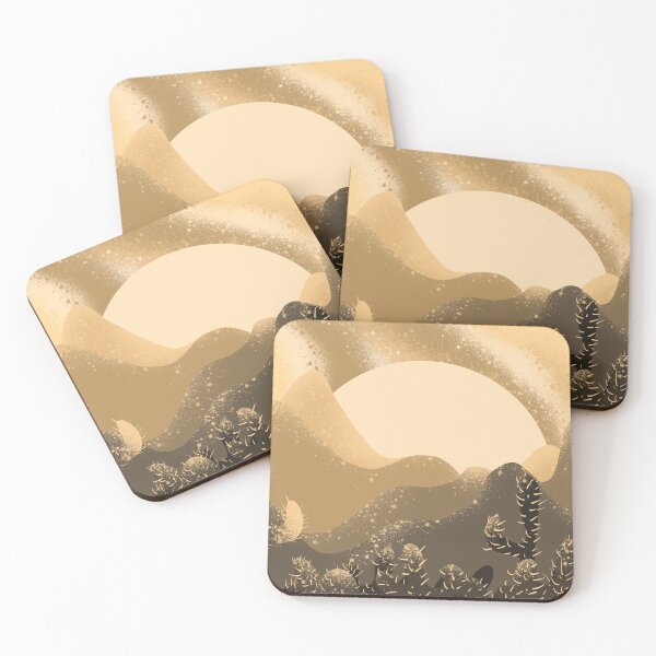 Item preview, Golden Desert Sunset with Cacti - Minimalist Boho Landscape Illustration designed and sold by TheArtOfTreble.