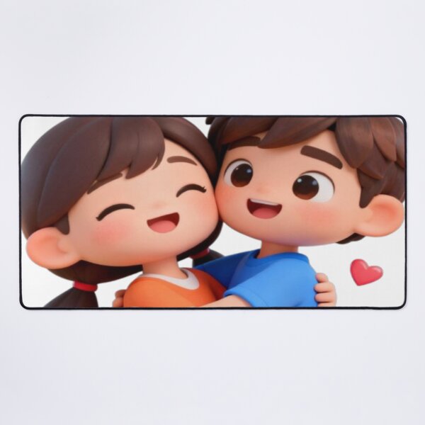 Item preview, Joyful Hug – Cute 3D Cartoon Couple Illustration designed and sold by Cristhian Almanza.