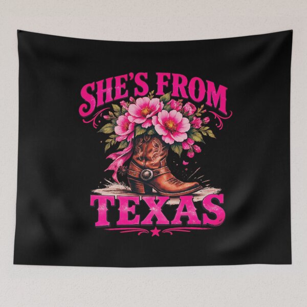 Item preview, She’s From Texas Western Cowgirl Boot Floral Texas Country Girl Graphic designed and sold by designleon19.