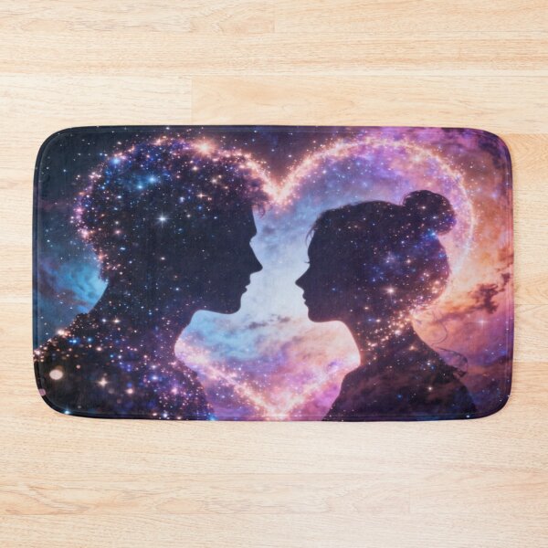 Artikelvorschau, Kosmische Liebe – Sternensilhouette eines Paares (Illustration) entworfen und verkauft von Cristhian Almanza.