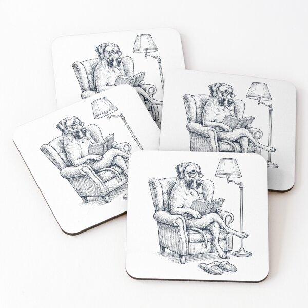 Item preview, Vintage Great Dane Read Book Dog Mom Dad designed and sold by DoodleTortle.