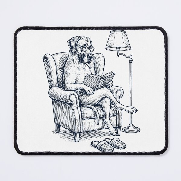 Item preview, Vintage Great Dane Read Book Dog Mom Dad designed and sold by DoodleTortle.