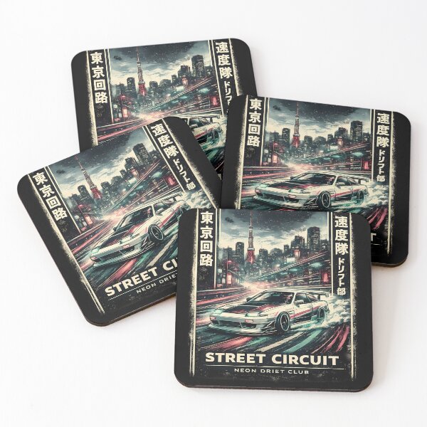 Item preview, Tokyo Street Circuit Neon Drift Car Japanese Racing Night Skyline designed and sold by VaporTokyo.