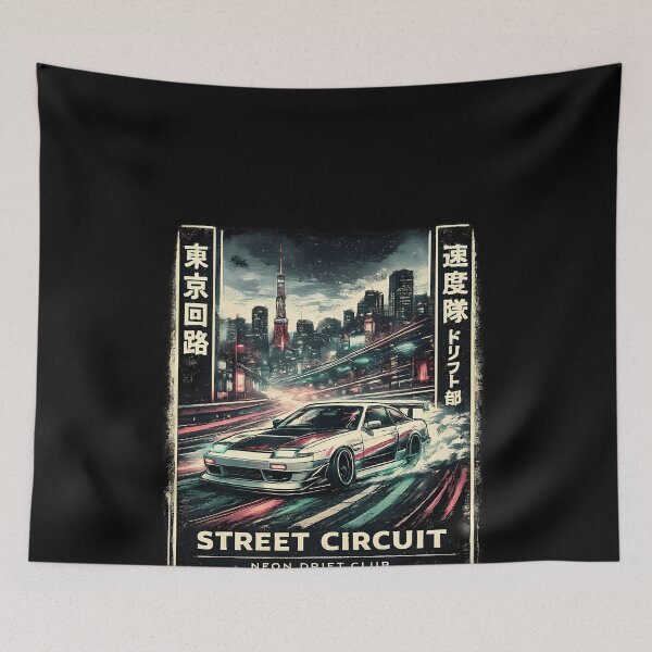 Item preview, Tokyo Street Circuit Neon Drift Car Japanese Racing Night Skyline designed and sold by VaporTokyo.