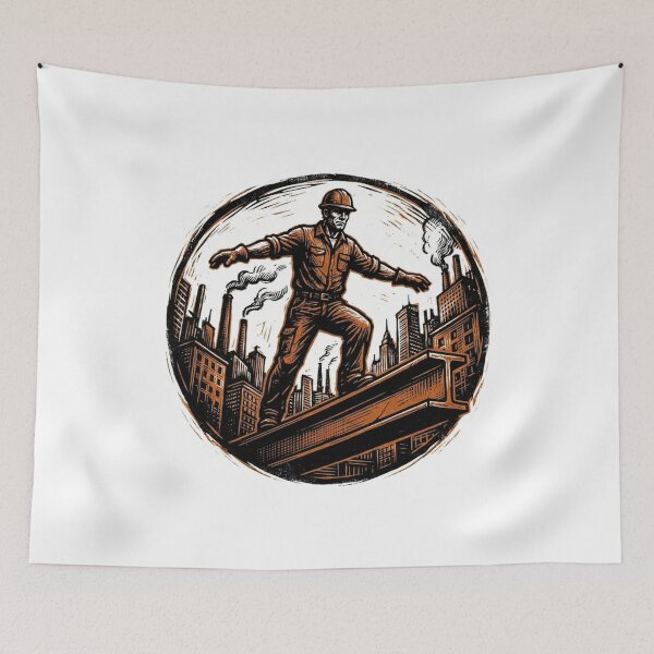 Item preview, Vintage Woodcut Ironworker Graphic designed and sold by LightPrintsCo.
