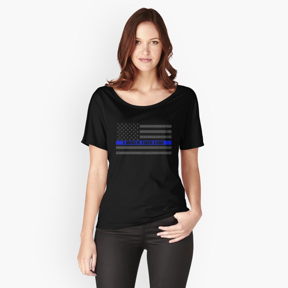 Dri-Fit Women's Shirt - Distressed Thin Blue Line Flag - Thin Blue Line USA