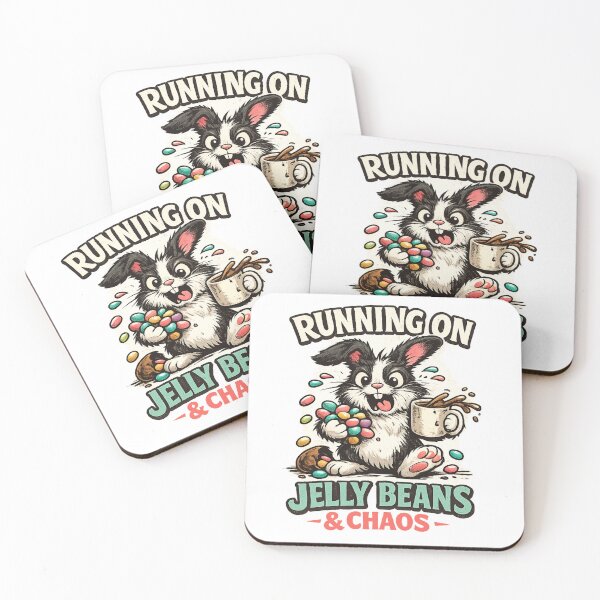 Item preview, Running on Jelly Beans and Chaos Bunny, Funny Easter Rabbit, Chaotic Cute Bunny, Spring Humor Animal, Jelly Bean Lover Gift designed and sold by WildbuntingStudio.