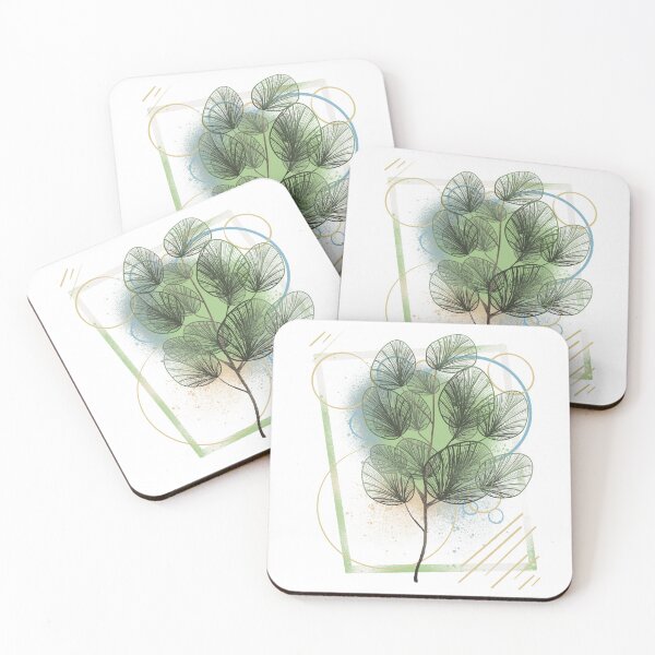 Item preview, Eucalyptus Leaves with Geometric Circles - Modern Botanical Illustration designed and sold by TheArtOfTreble.