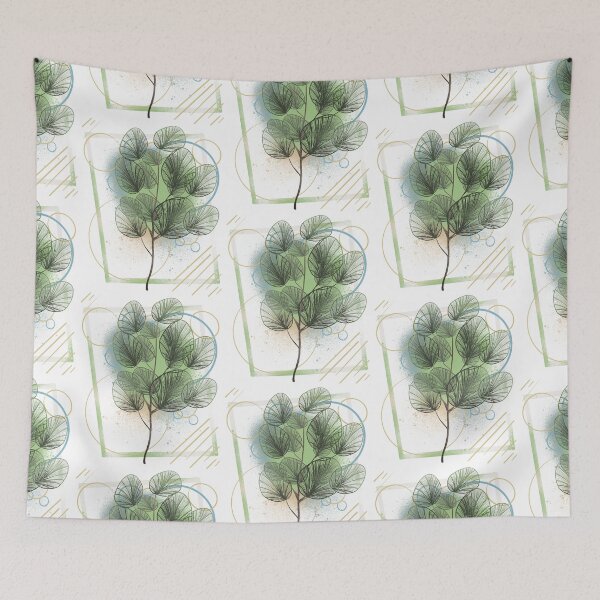 Item preview, Eucalyptus Leaves with Geometric Circles - Modern Botanical Illustration designed and sold by TheArtOfTreble.