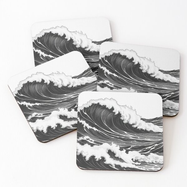 Item preview, Crashing Ocean Waves Ink Art designed and sold by CoquetteLunaCo.