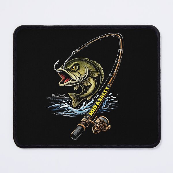 Item preview, Mid & Salty Fishing Shirt - Bass Fishing Hook Graphic - Saltwater & Freshwater Angler Apparel designed and sold by EquanimiTee.