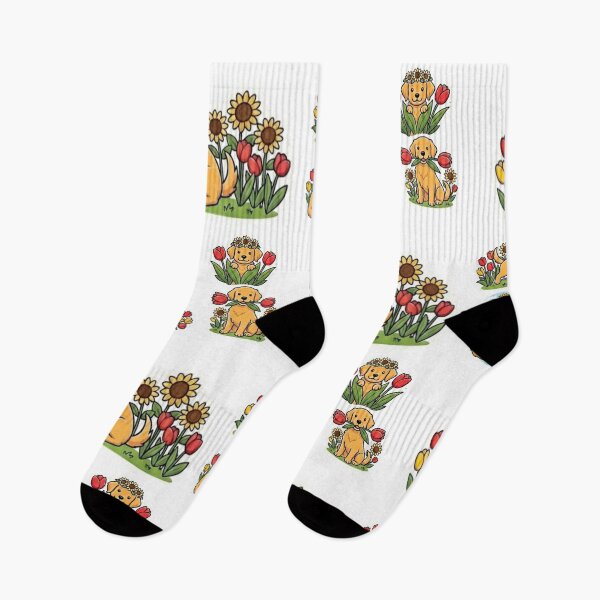Item preview, Golden Retriever Puppy Flower Garden Art designed and sold by Innova_Creations.