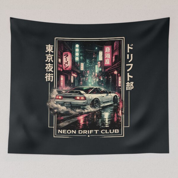 Item preview, Neon Drift Club Tokyo Night Street Racing JDM Skyline Vaporwave Style designed and sold by VaporTokyo.