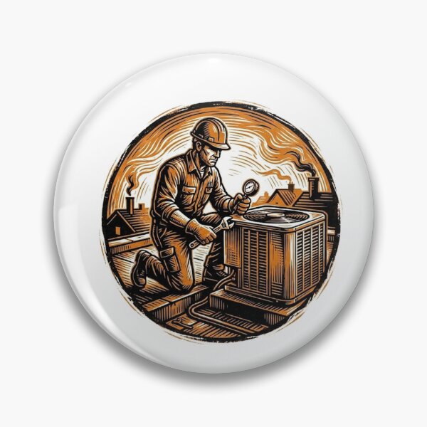 Item preview, Vintage Woodcut HVAC Technician Graphic designed and sold by LightPrintsCo.